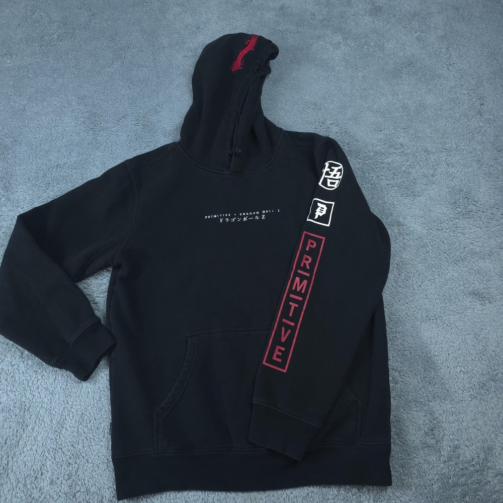 Primitive Dragon Ball Z Hoodie Mens Small Black Graphic Pullover Fleece Anime